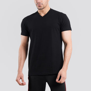 Short Sleeves V-Neck Black Tee Shirt | Pack of 6, 12, 24 and 48