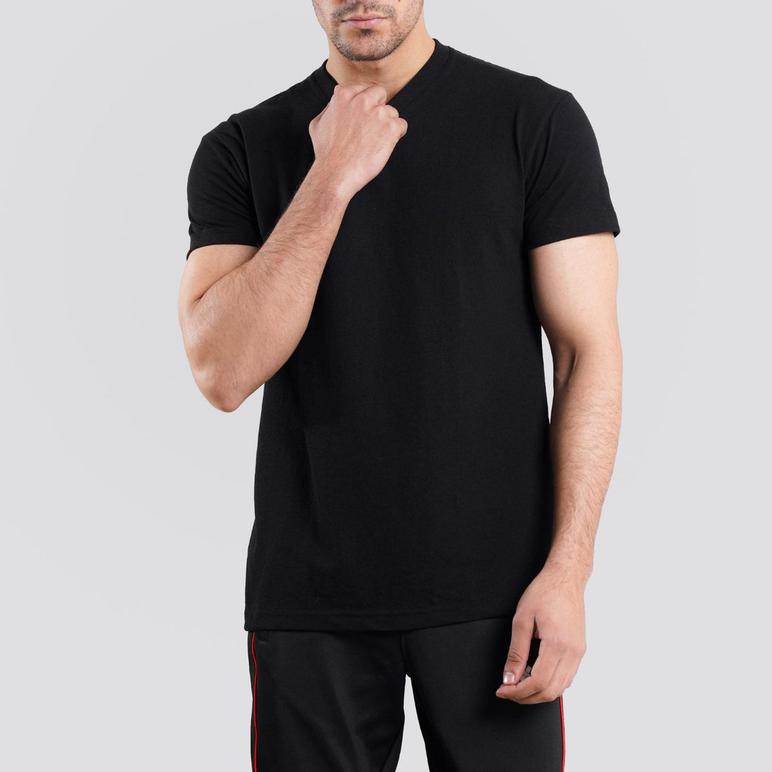 Short Sleeves V-Neck Black  Tee Shirt | Pack of 6, 12, 24 and 48