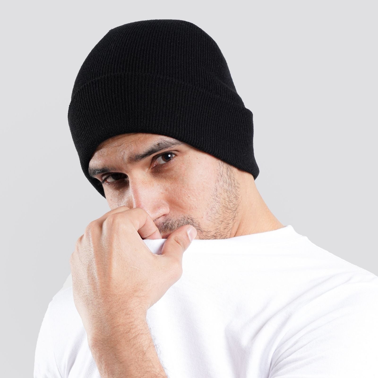 Solid Acrylic Knit Beanies Black Caps | Pack Of 6 | Free Shipment For USA