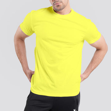 Short Sleeves Round Neck Yellow Tee Shirt | Pack of 6, 12, 24 and 48