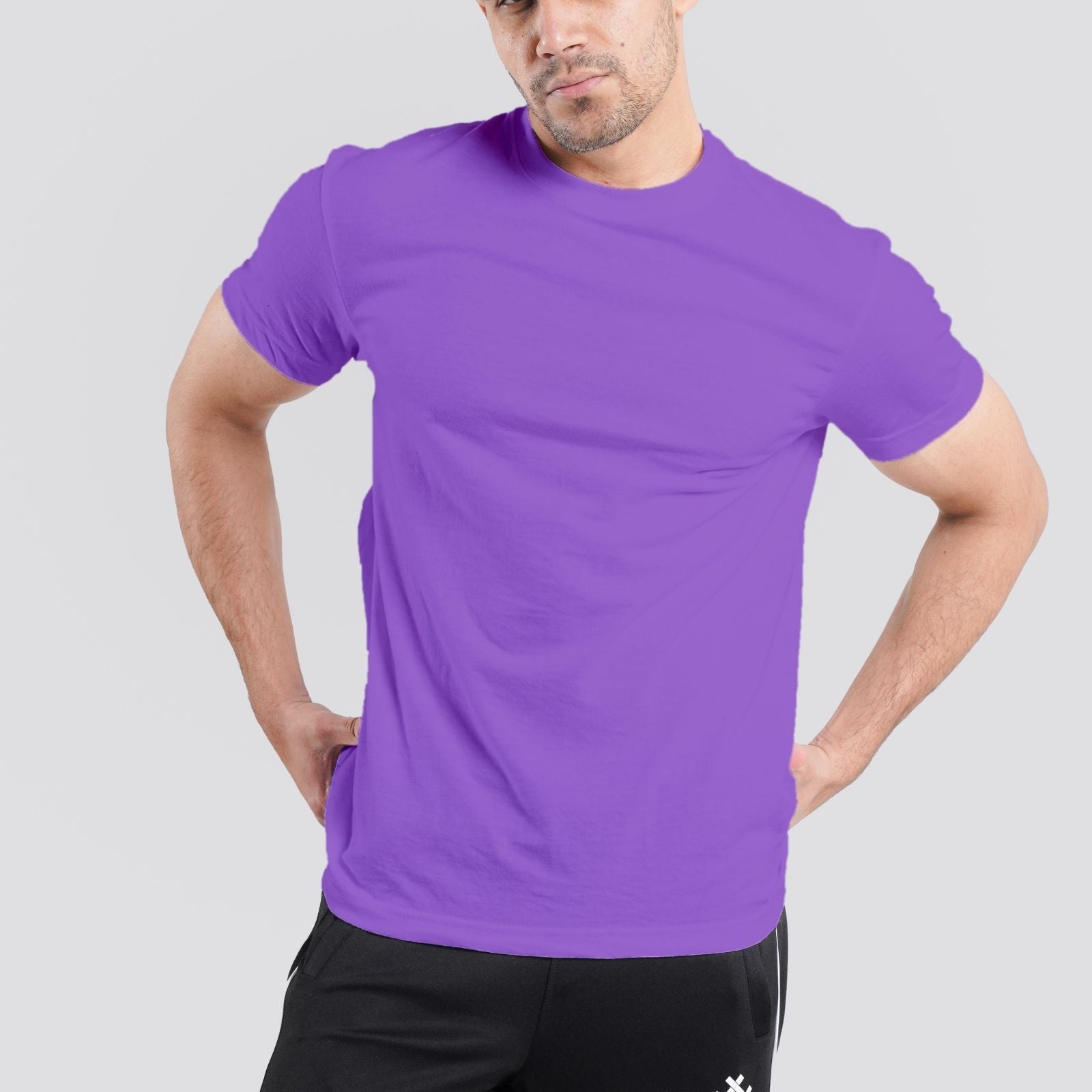 Short Sleeves Round Neck Purple Tee Shirt | Pack of 6, 12, 24 and 48