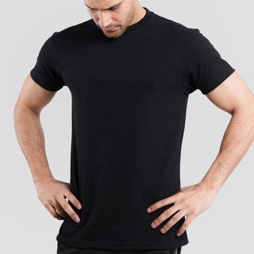 Short Sleeves Round Neck Black Tee Shirt | Pack of 6, 12, 24 and 48