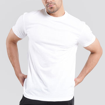 Short Sleeves Round Neck White Tee Shirt | Pack of 6, 12, 24 and 48