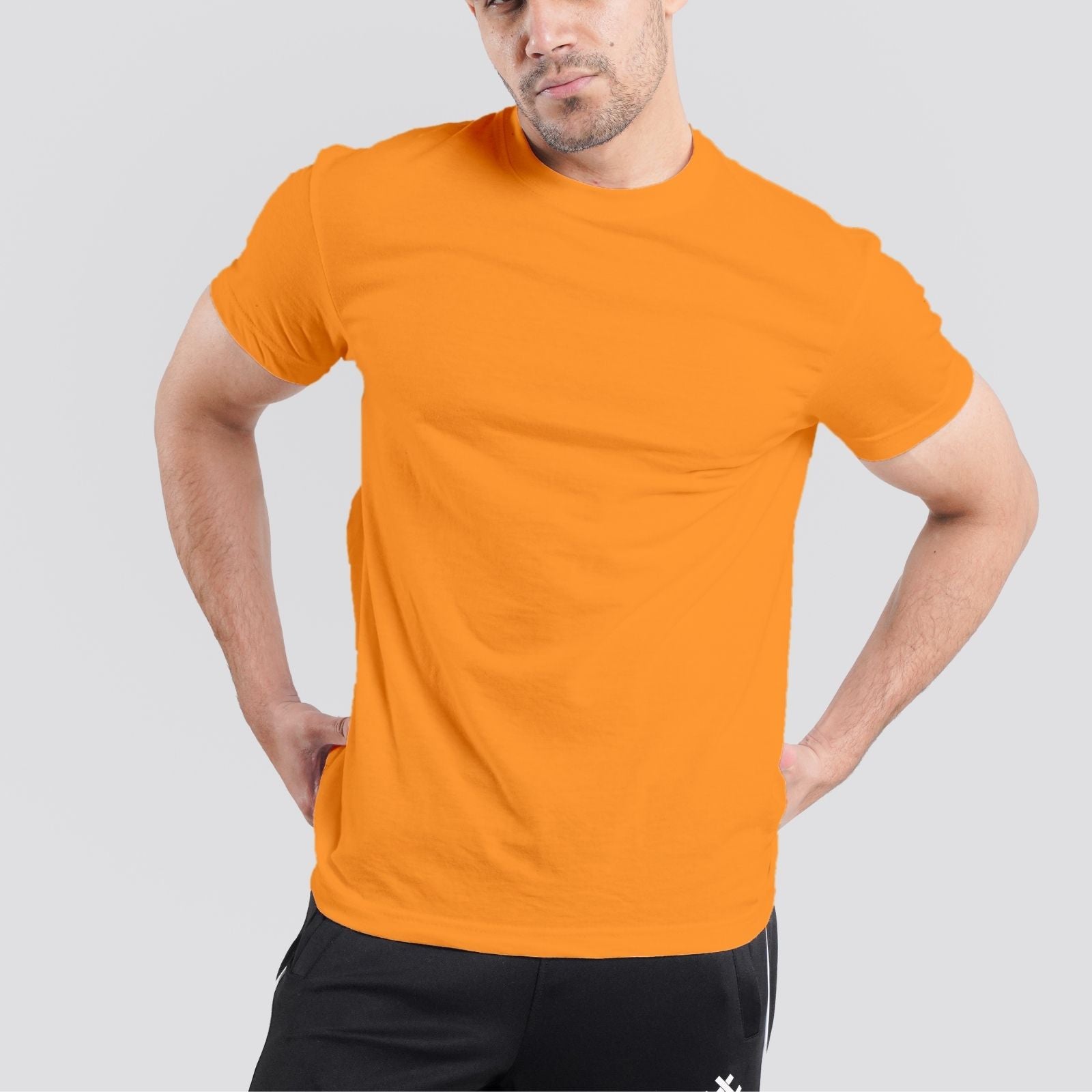 Short Sleeves Round Neck Orange Tee Shirt | Pack of 6, 12, 24 and 48