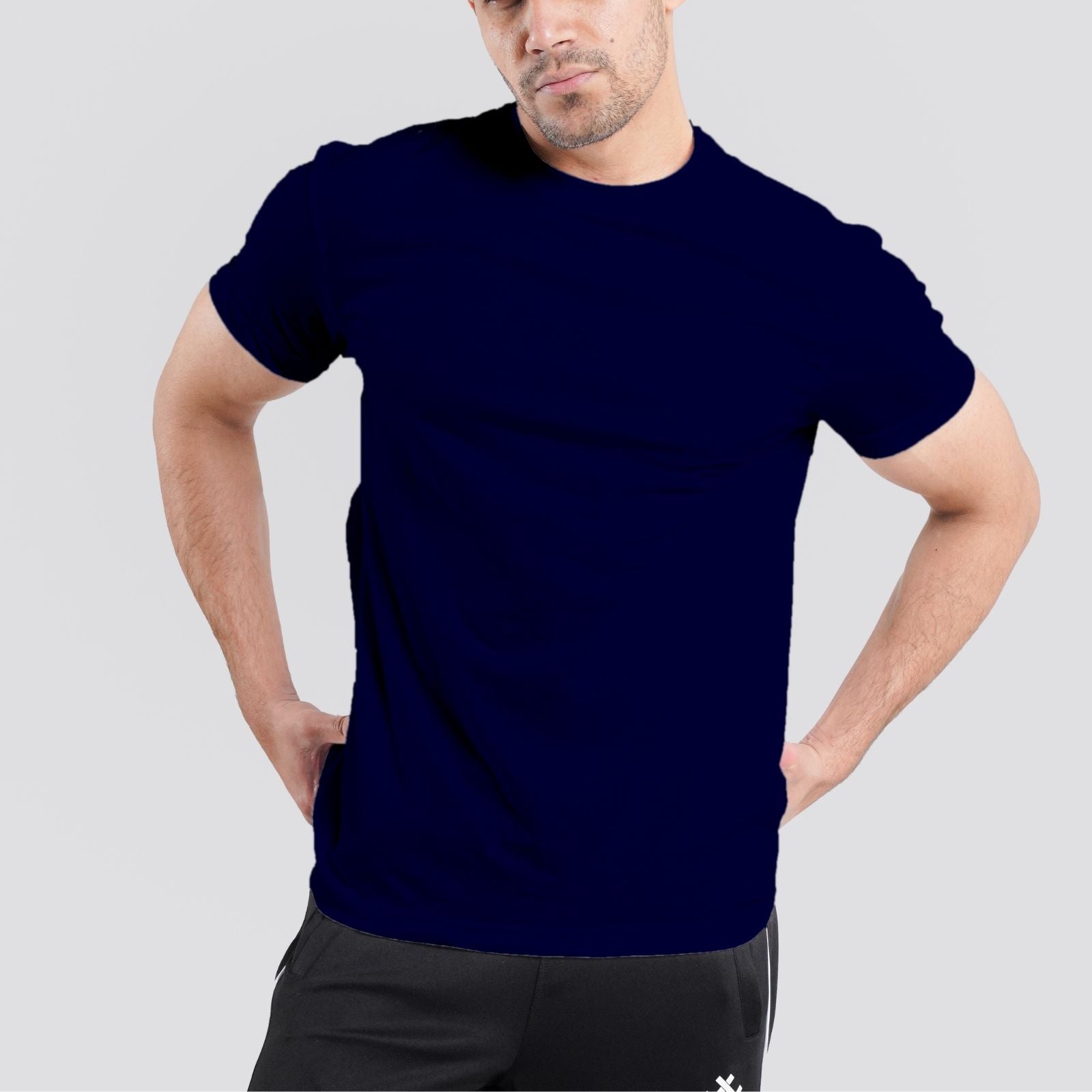 Short Sleeves Round Neck Navy Blue Tee Shirt | Pack of 6, 12, 24 and 48