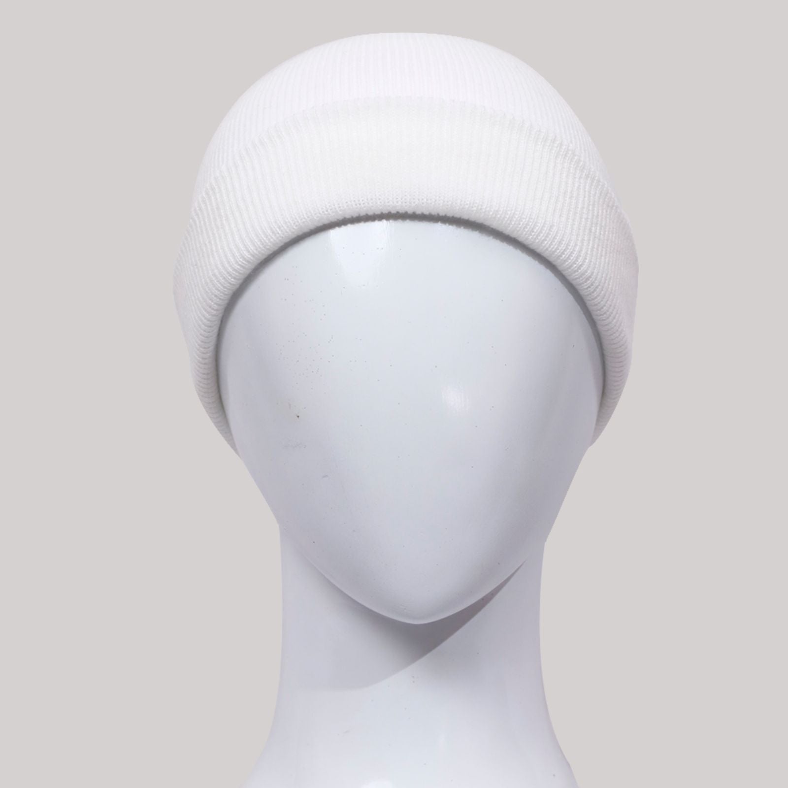 Solid Acrylic Knit Beanies White Caps | Pack Of 6 | Free Shipment For USA