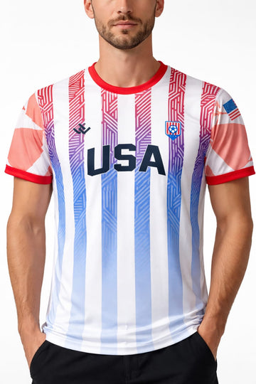 USA Short Sleeves Round Neck Sublimation Soccer Tee Shirt | Pack of 8