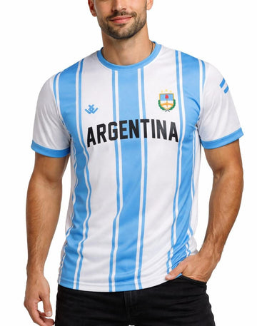 Argentina Short Sleeves Round Neck Sublimation Soccer Tee Shirt | Pack of 8