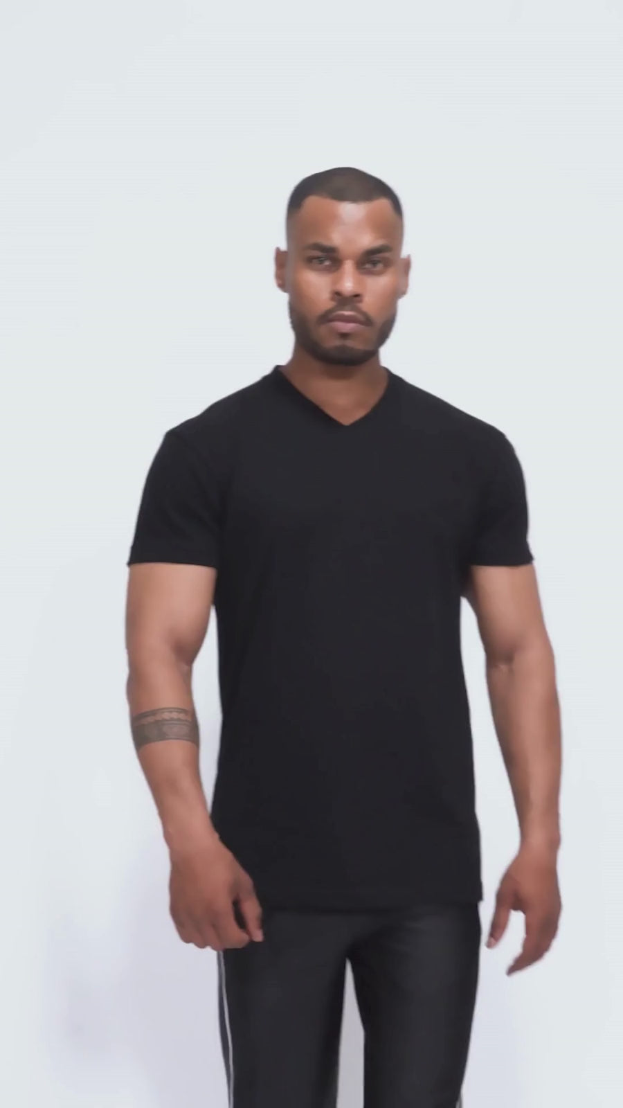 Short Sleeves V-Neck Black Tee Shirt | Pack of 6, 12, 24 and 48